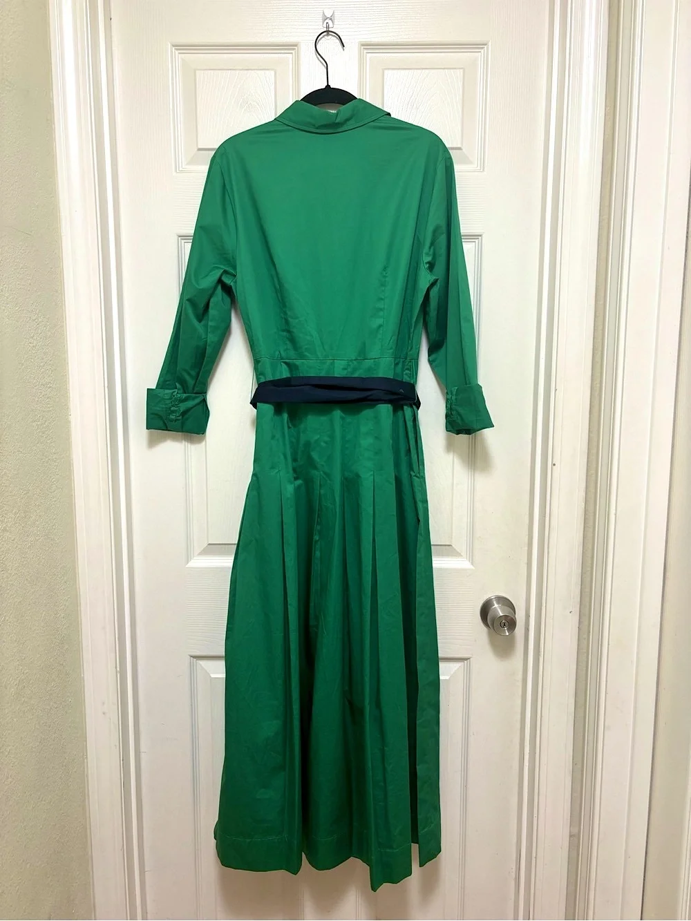 NWT BODEN Maxi Pleated Bow Dress in Green Navy - Picture 10 of 11